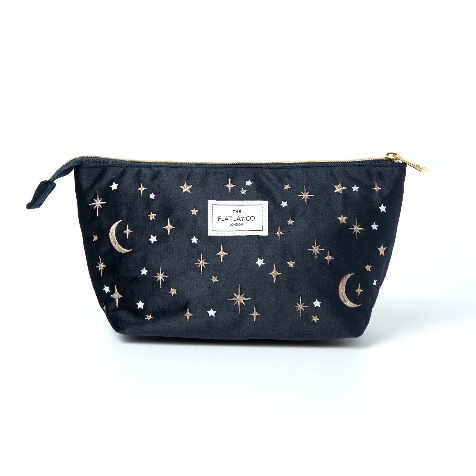 Blue Celestial Embroidered Velvet Essential Makeup Pouch 