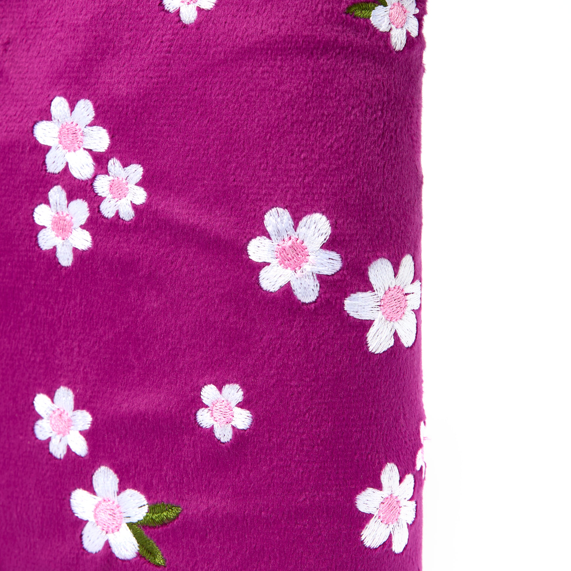 Plum Daisy Embroidered Velvet Standing Makeup Brush Case