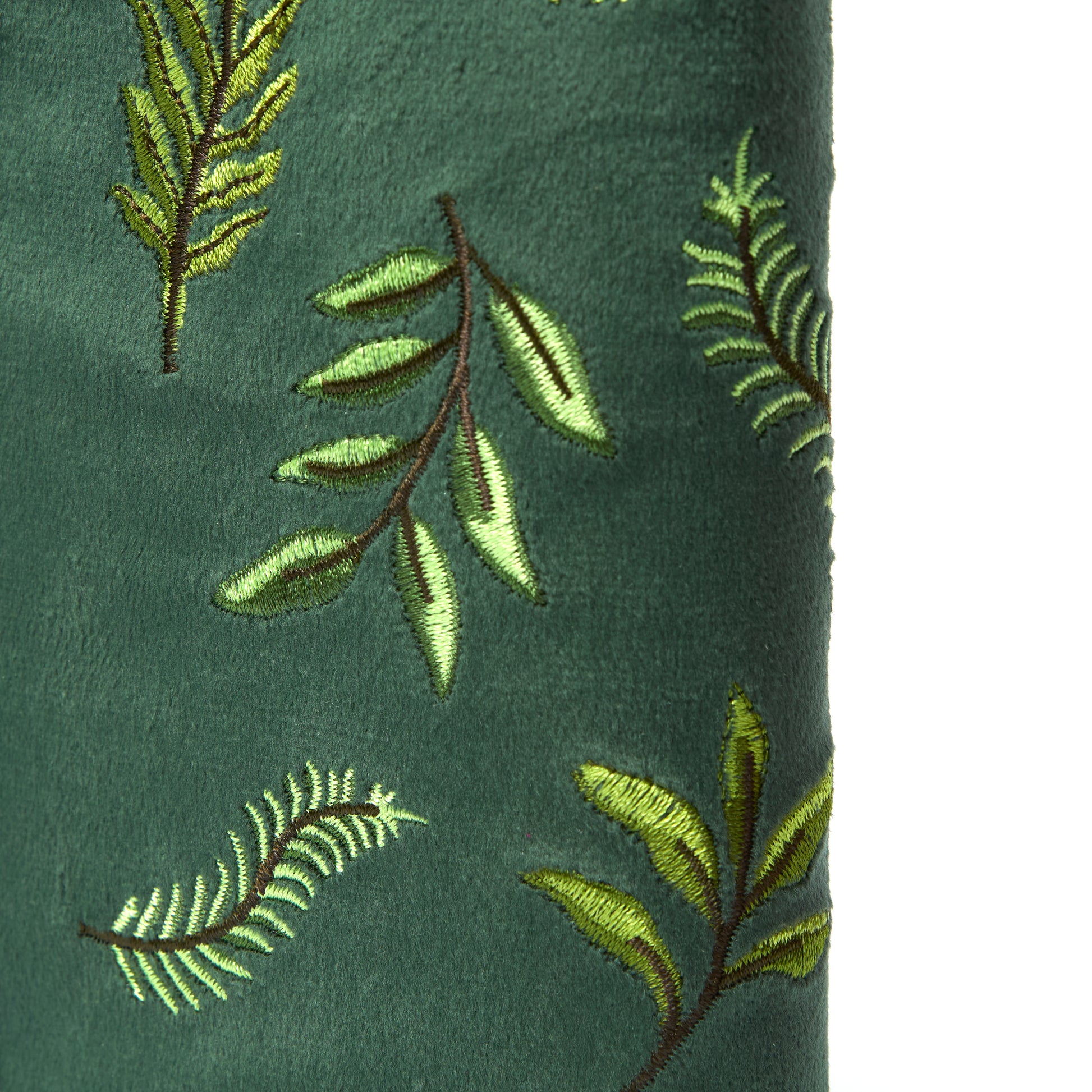 Green Leaves Embroidered Velvet Standing Makeup Brush Case 