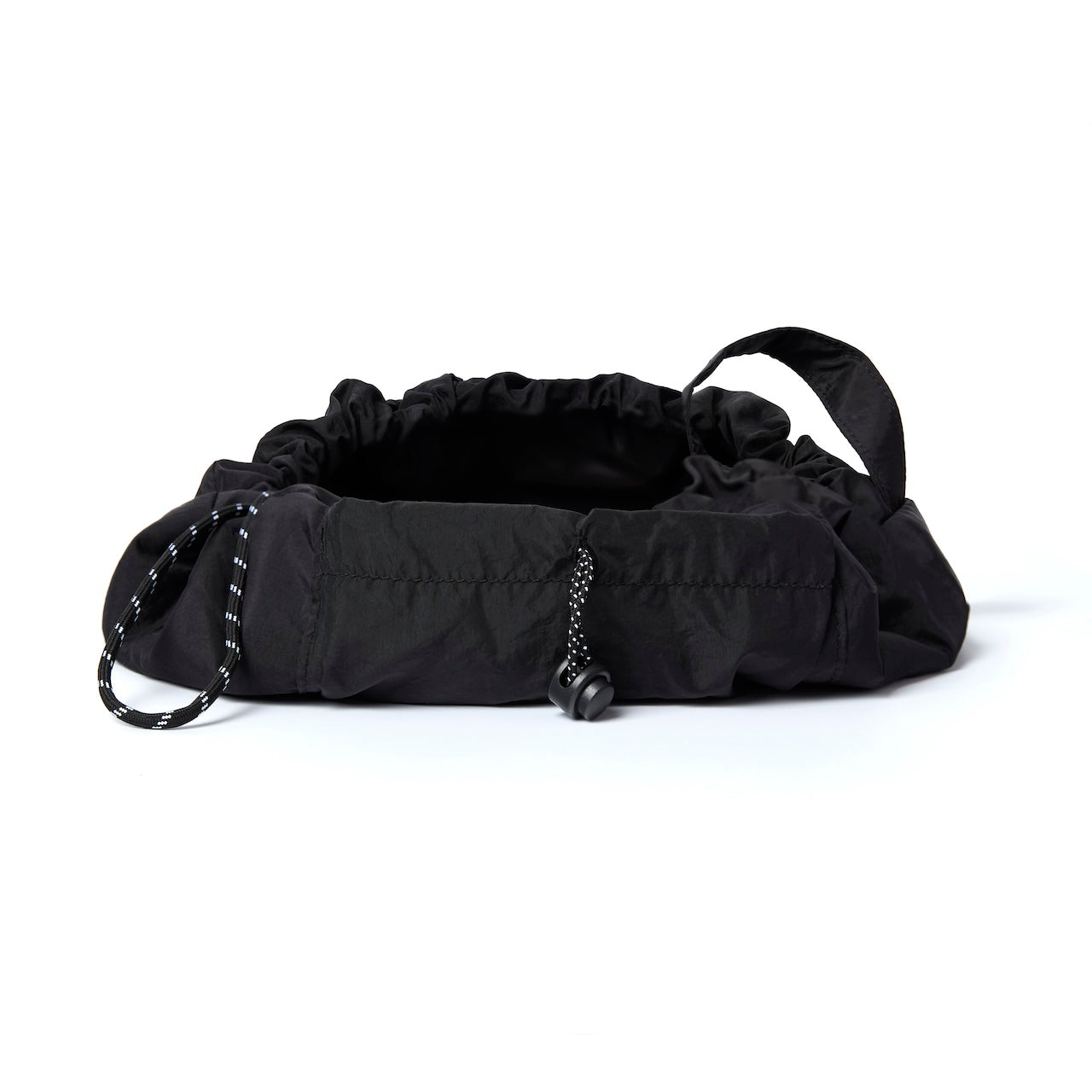 Sporty Classic Black Unisex Parachute Drawstring Flat Lay Makeup Bag 