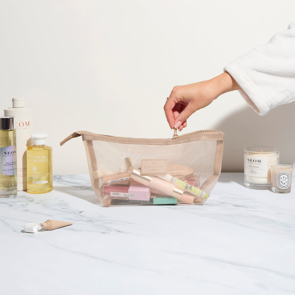 Mesh Makeup Pouch Bundle - Taupe