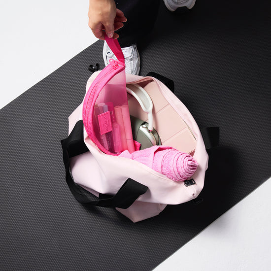 Hot Pink Mesh Lunar Flat Lay Makeup Pouch 