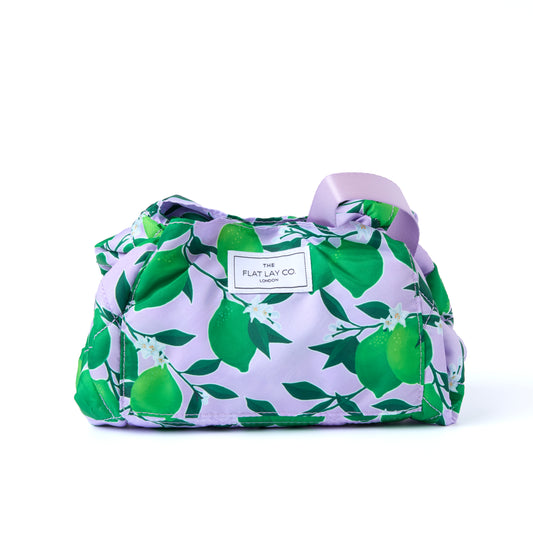 Drawstring Flat Lay Makeup Bag - Limes