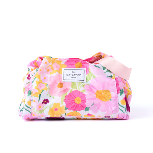 Drawstring Flat Lay Makeup Bag - Bouquet Flowers
