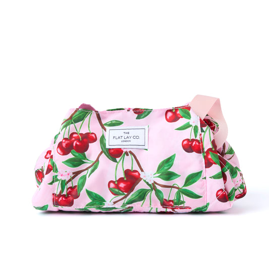 Drawstring Flat Lay Makeup Bag - Cherries