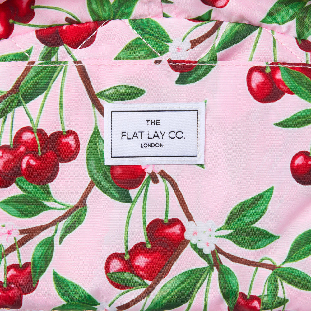 Drawstring Flat Lay Makeup Bag - Cherries
