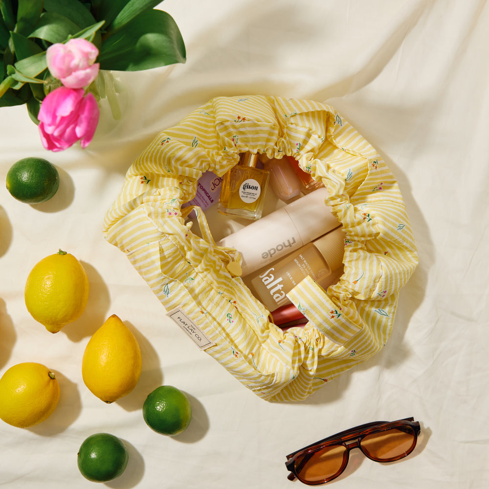 Parachute Drawstring Flat Lay Makeup Bag - Flora