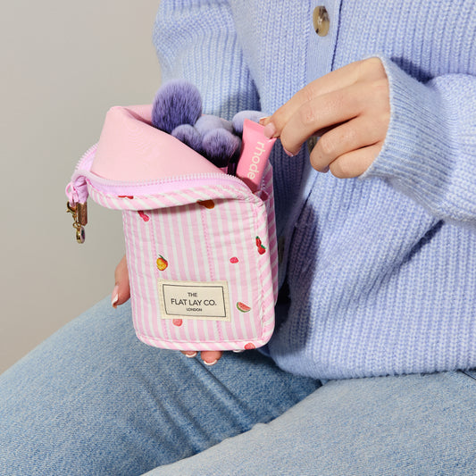 Padded Standing Makeup Brush Case - Frutas