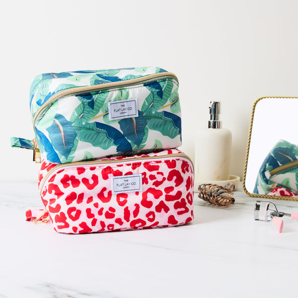 Flat Lay Makeup Box Bag - Pink Leopard