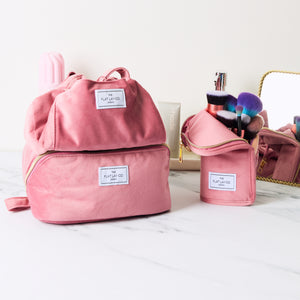 Flat Lay Makeup Box Bag - Pink Velvet