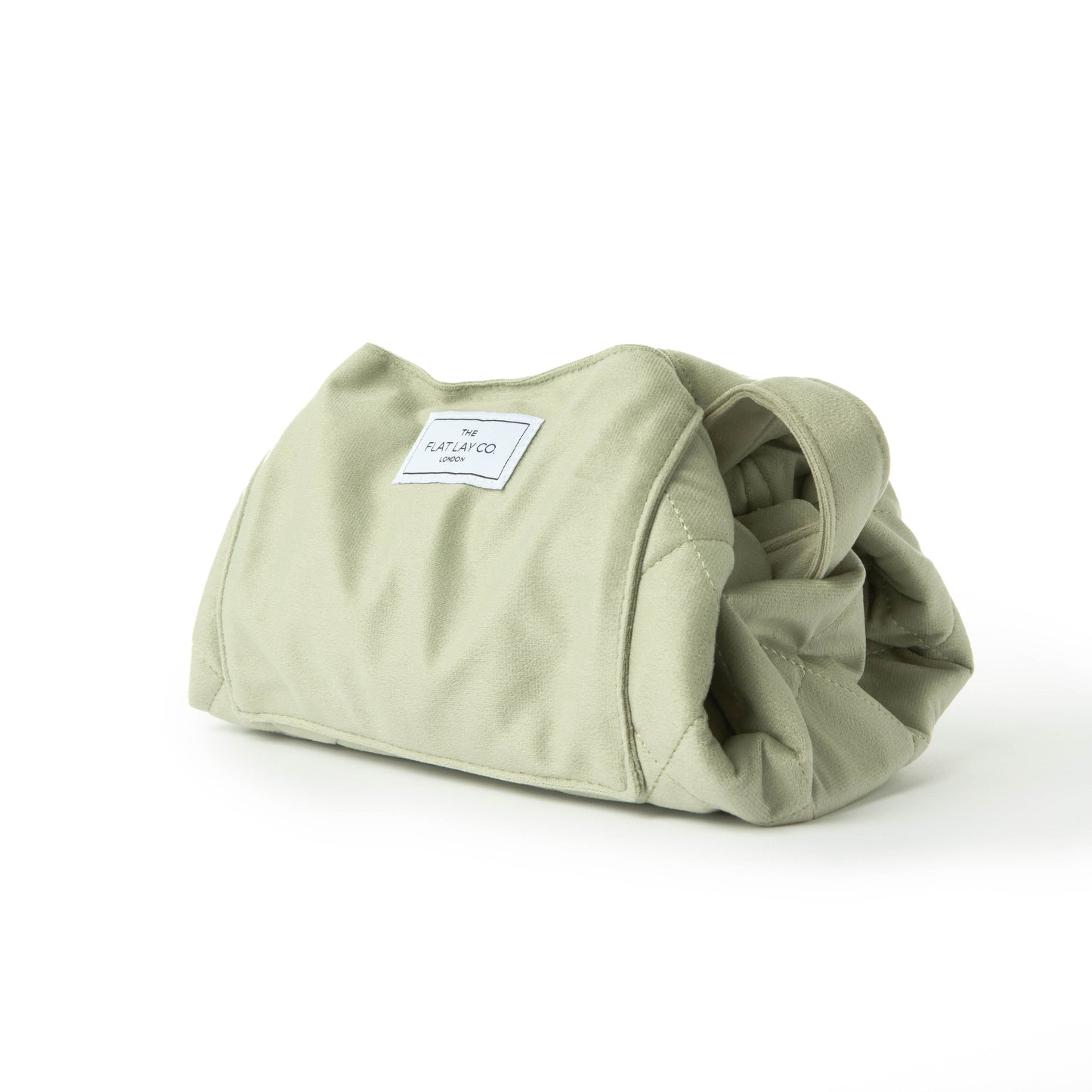 Drawstring Flat Lay Makeup Bag - Sage Green Velvet
