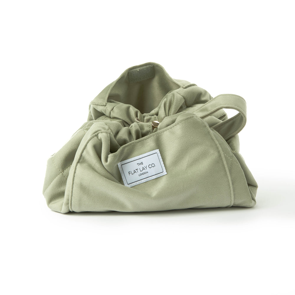 Drawstring & Brush Case Bundle - Sage Green Velvet