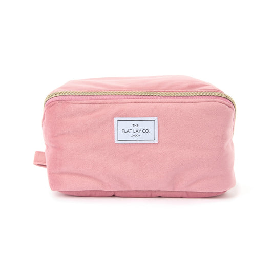 Flat Lay Makeup Box Bag - Pink Velvet