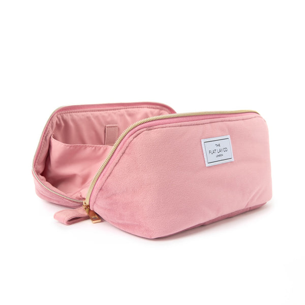 Flat Lay Makeup Box Bag - Pink Velvet