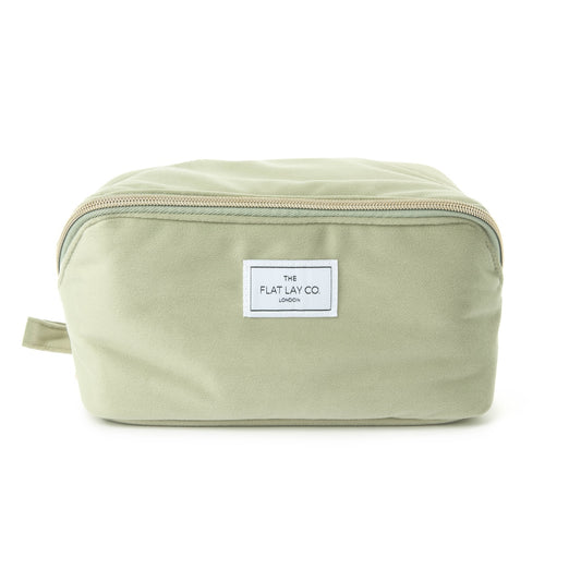 Flat Lay Makeup Box Bag - Sage Green Velvet