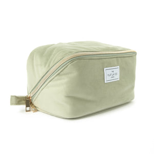 Flat Lay Makeup Box Bag - Sage Green Velvet