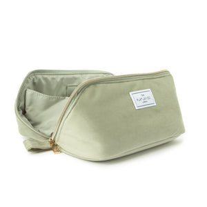 Flat Lay Makeup Box Bag - Sage Green Velvet