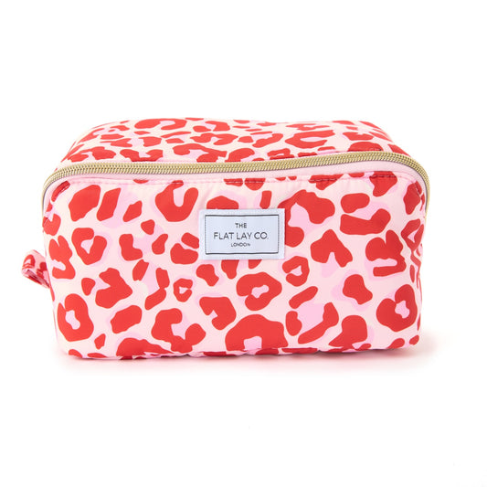 Flat Lay Makeup Box Bag - Pink Leopard
