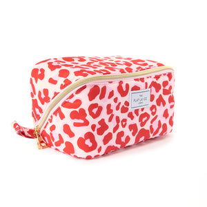 Flat Lay Makeup Box Bag - Pink Leopard