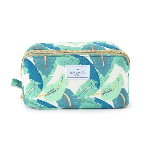 Flat Lay Makeup Box Bag - Tropical Leaves