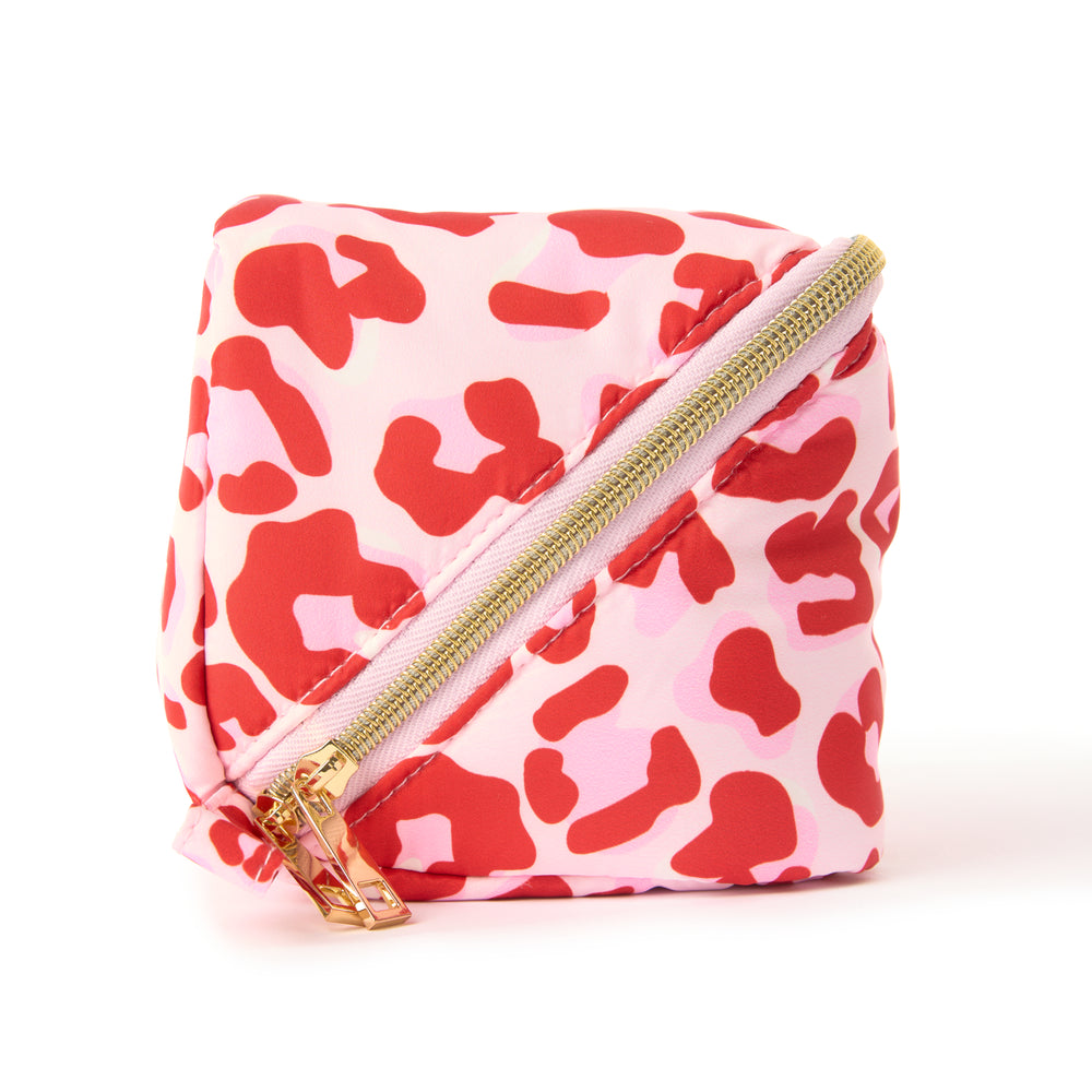 Flat Lay Makeup Box Bag - Pink Leopard