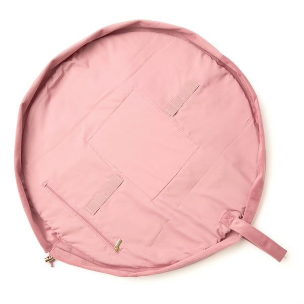 Drawstring Flat Lay Makeup Bag - Pink Velvet