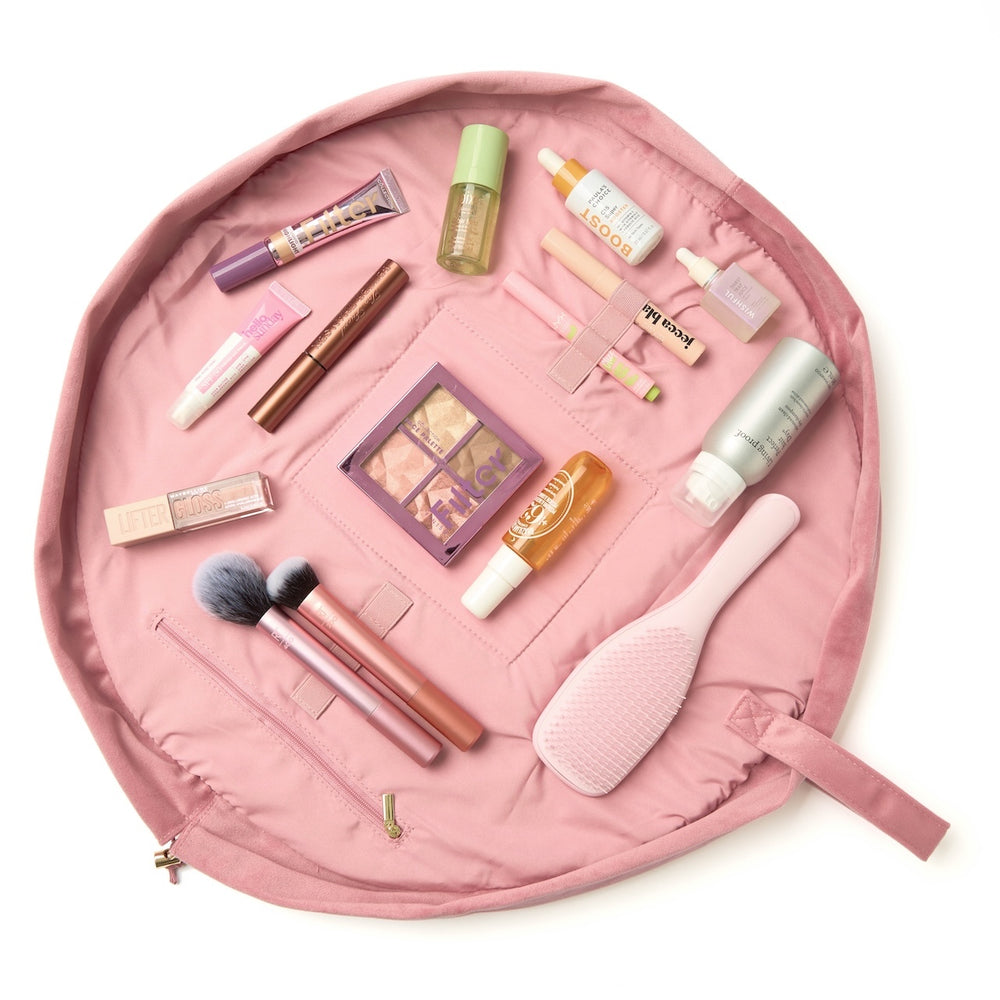 Drawstring & Brush Case Bundle - Pink Velvet