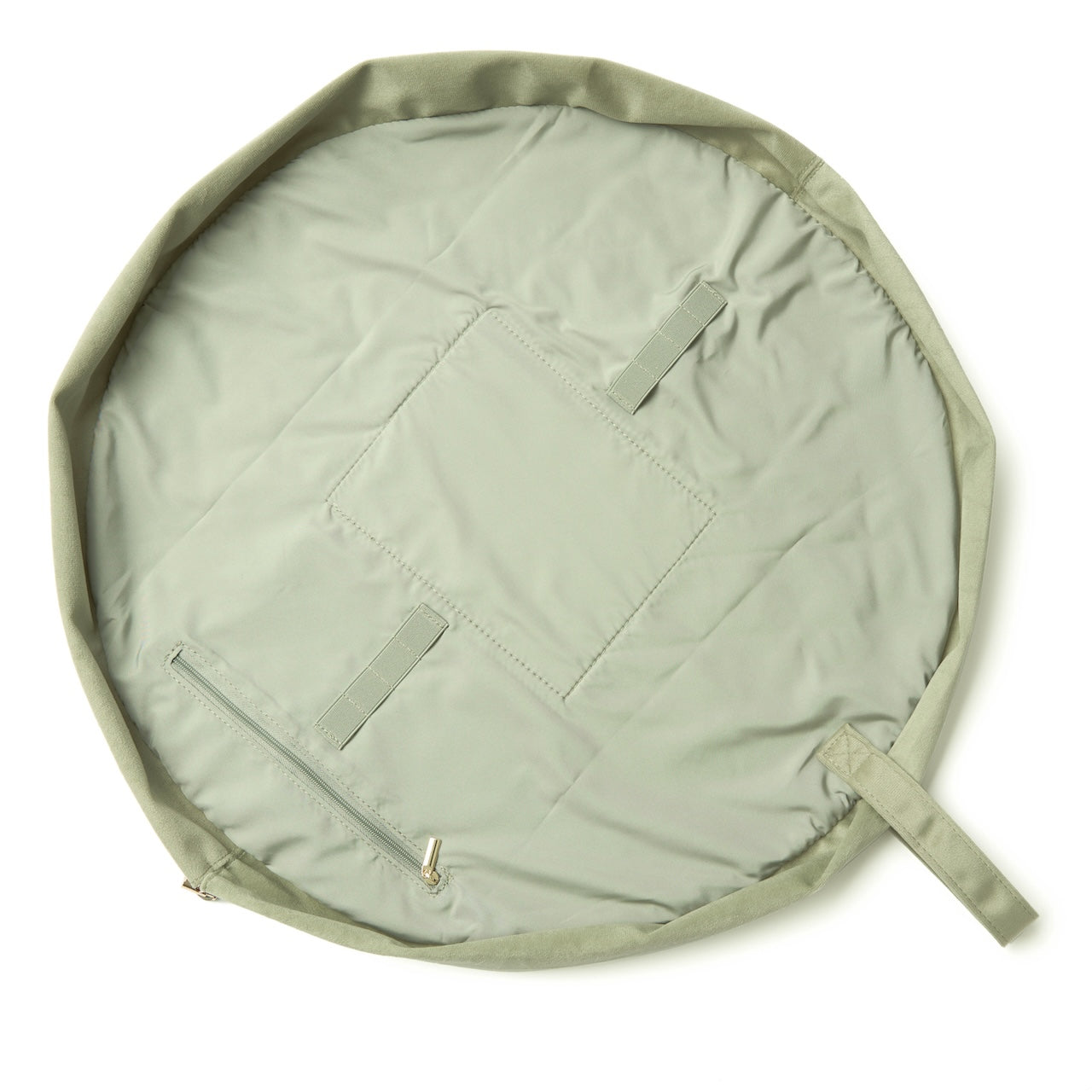 Drawstring Flat Lay Makeup Bag - Sage Green Velvet