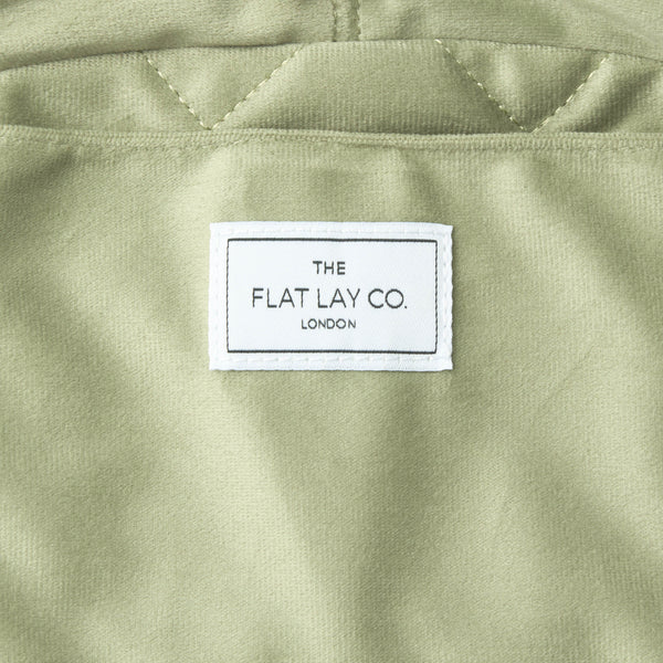 Drawstring Flat Lay Makeup Bag - Sage Green Velvet