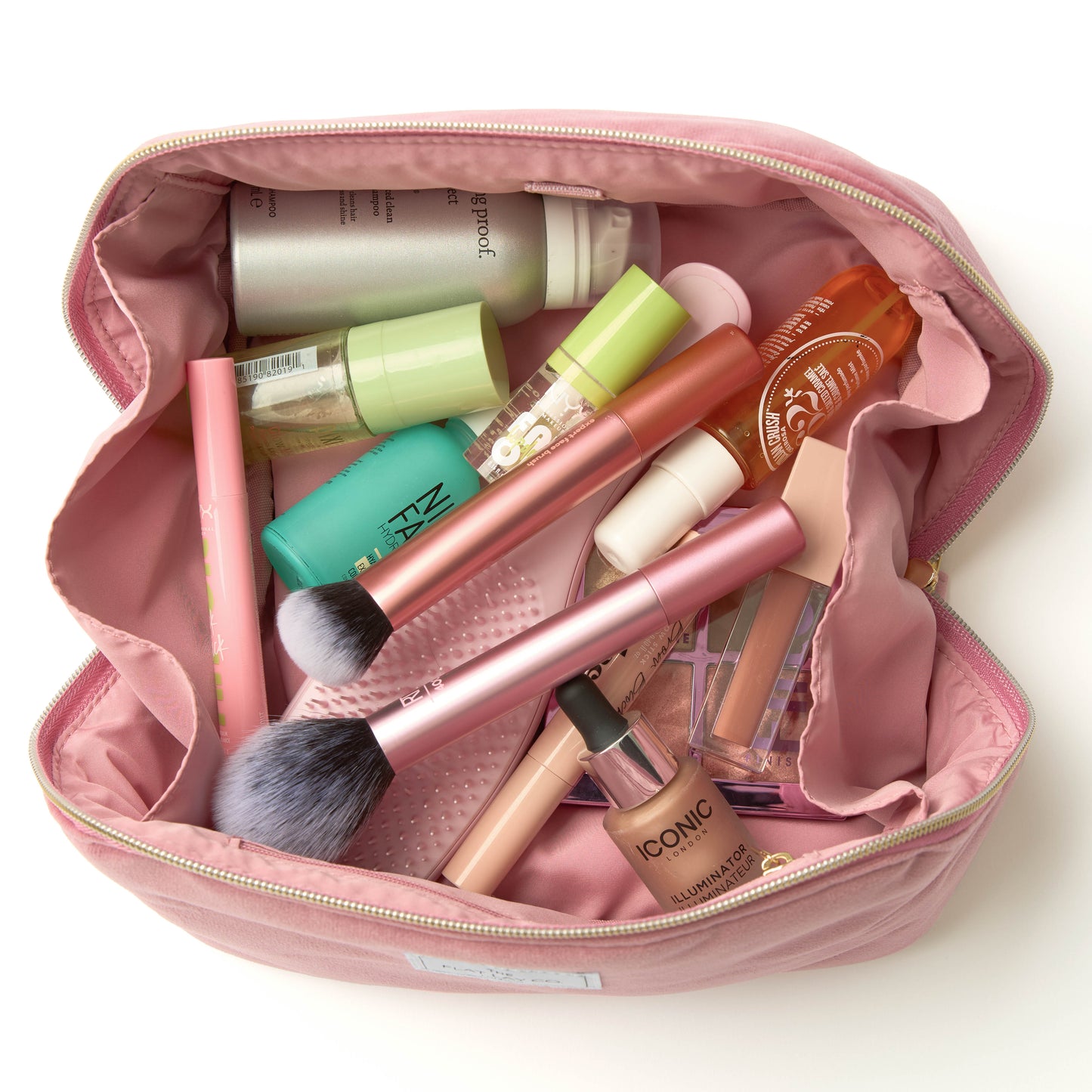 Flat Lay Makeup Box Bag - Pink Velvet