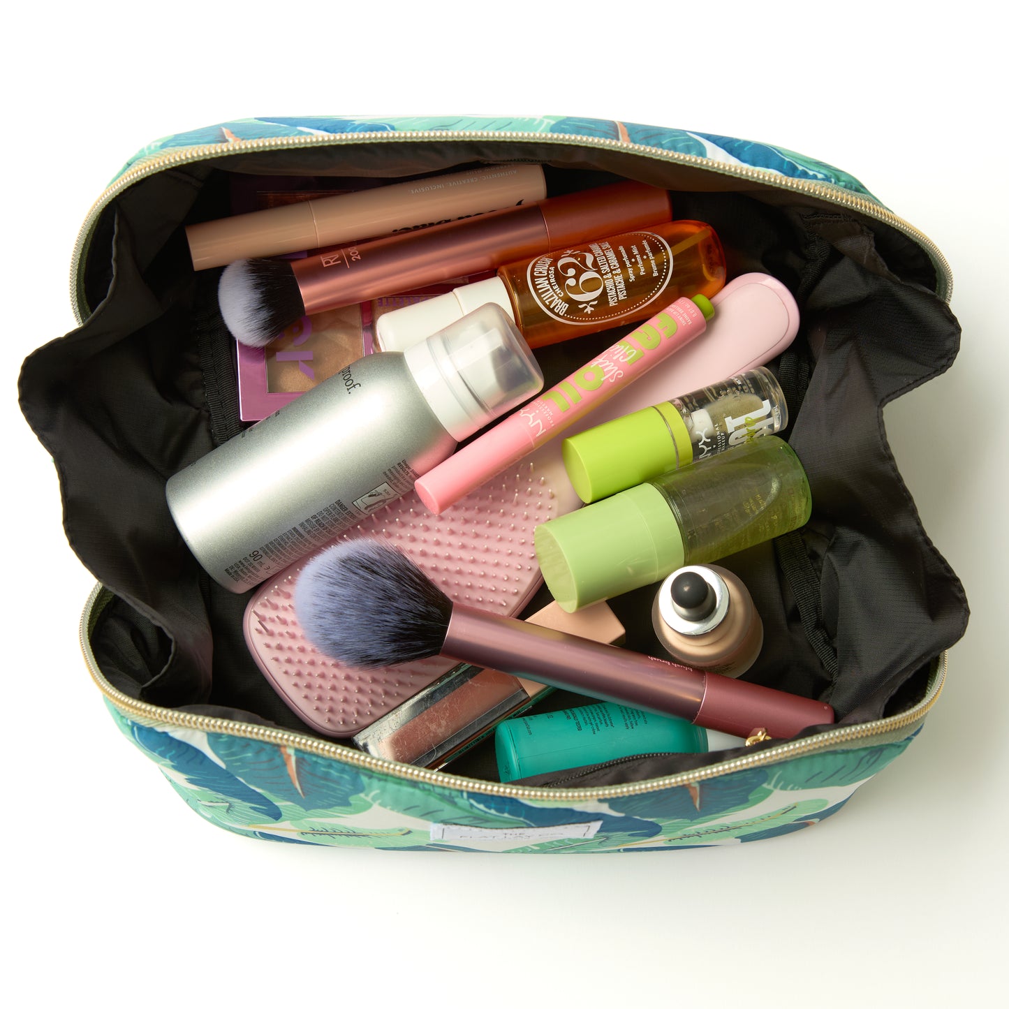 Flat Lay Makeup Box Bag - Tropical Leaves