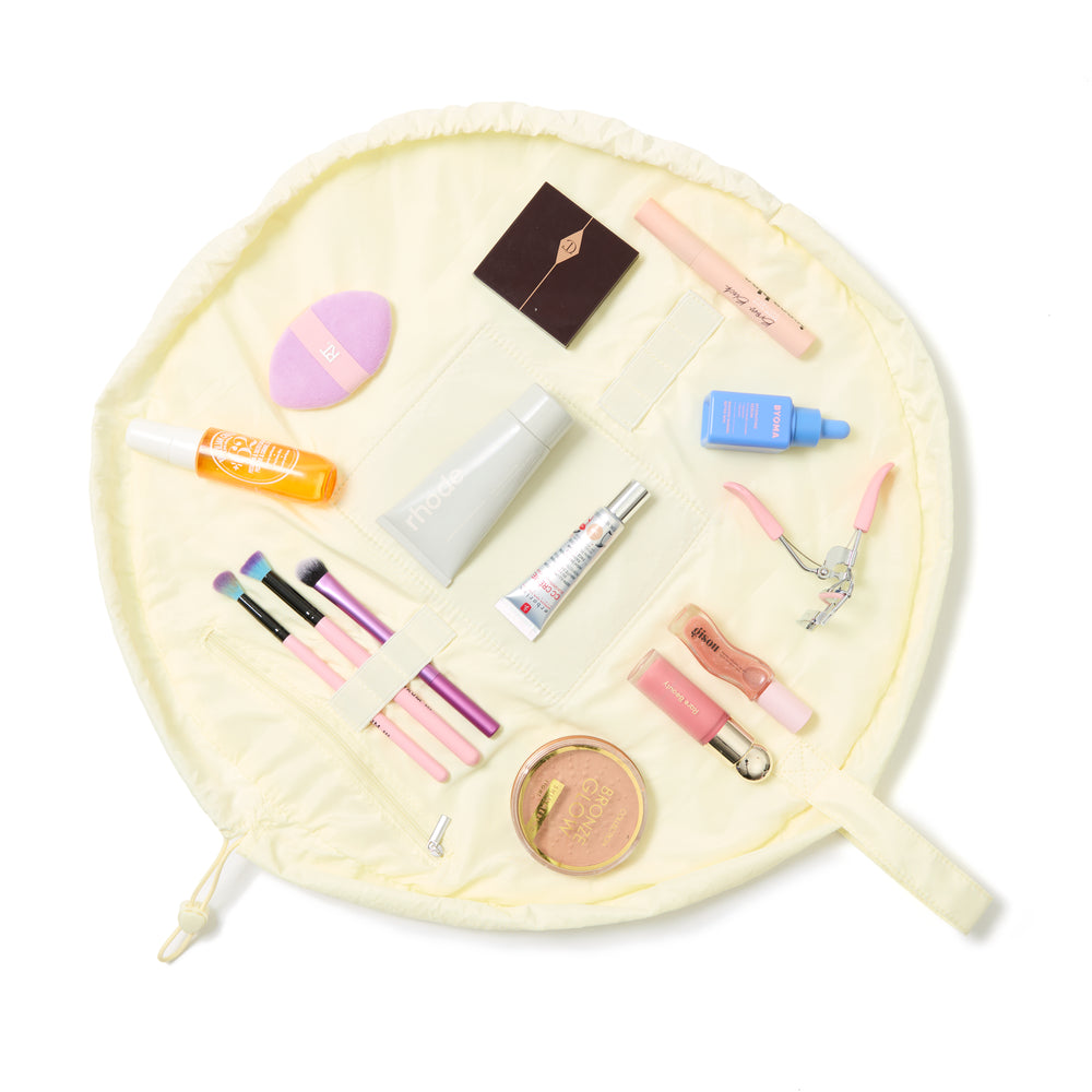 Drawstring Flat Lay Makeup Bag - Pink Lily