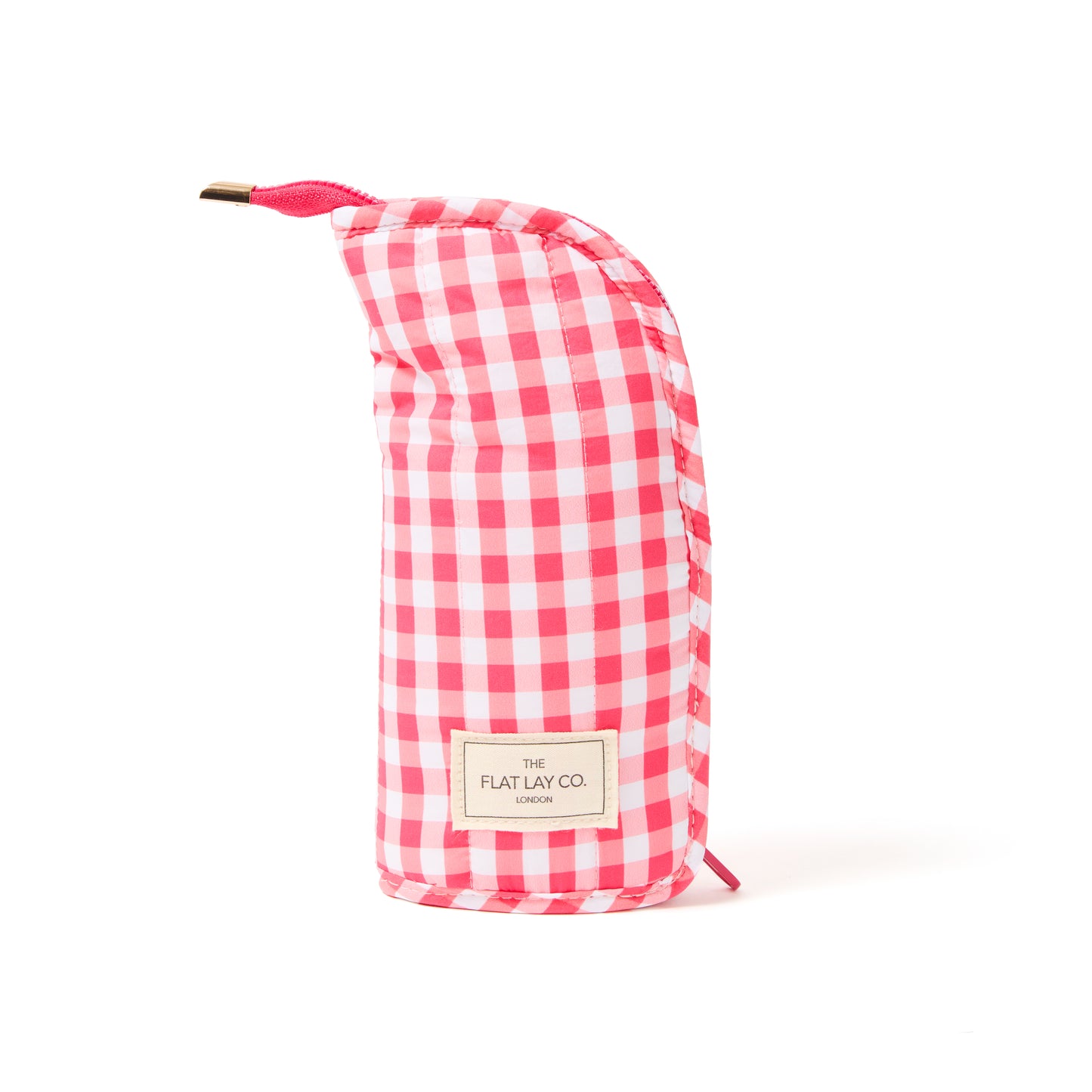 Padded Standing Makeup Brush Case - Red Gingham