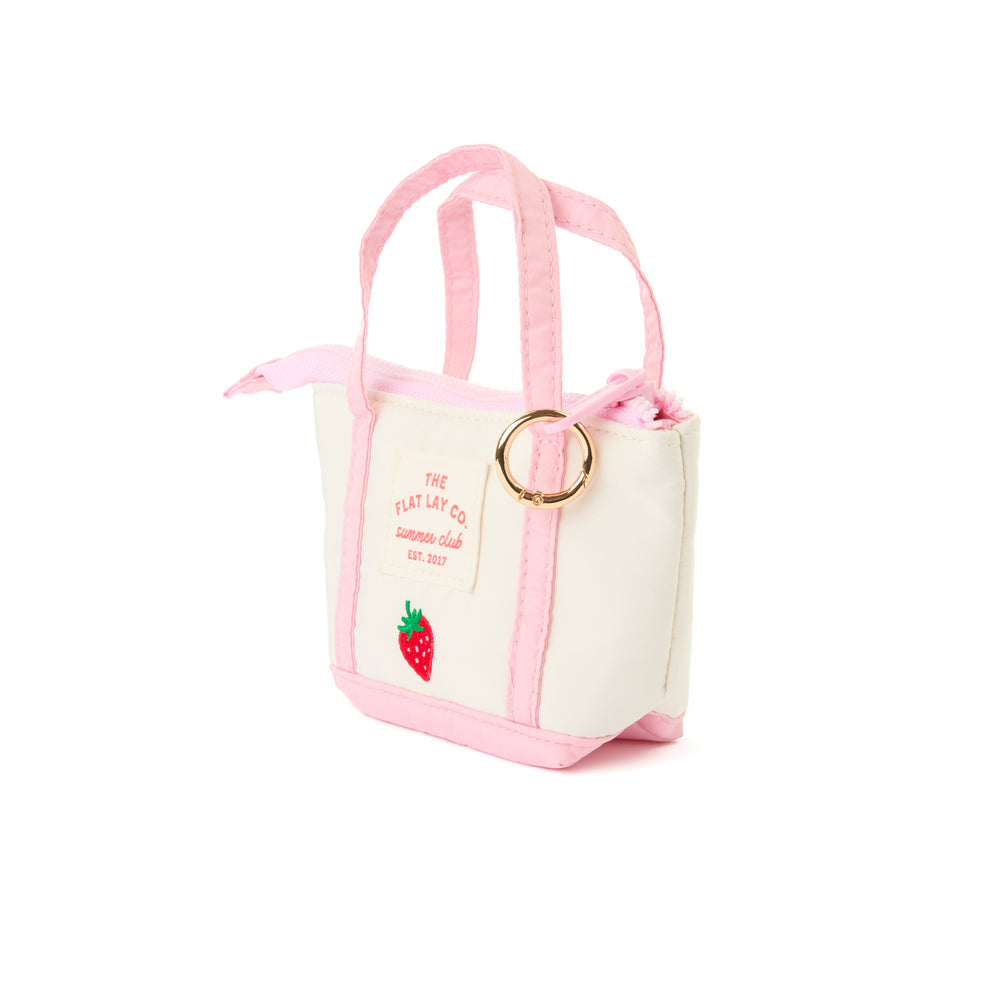 Mini Keyring Tote - Strawberries & Cream