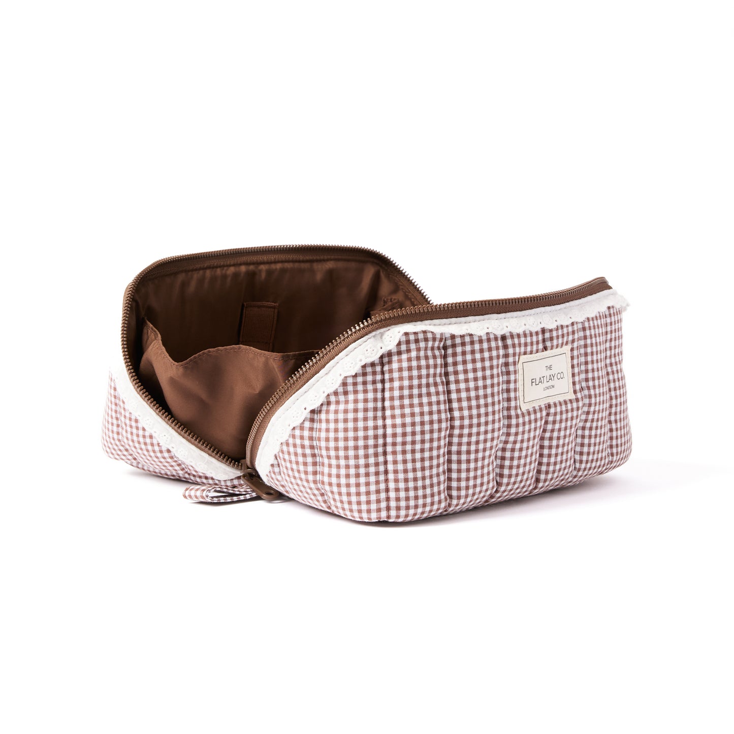 Marshmallow Box Bag & Brush Case Bundle - Mocha Gingham