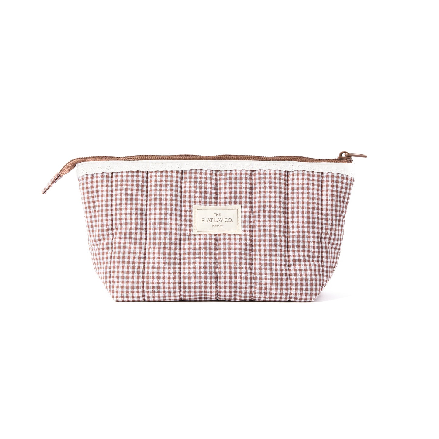 Padded Essential Makeup Pouch - Mocha Gingham