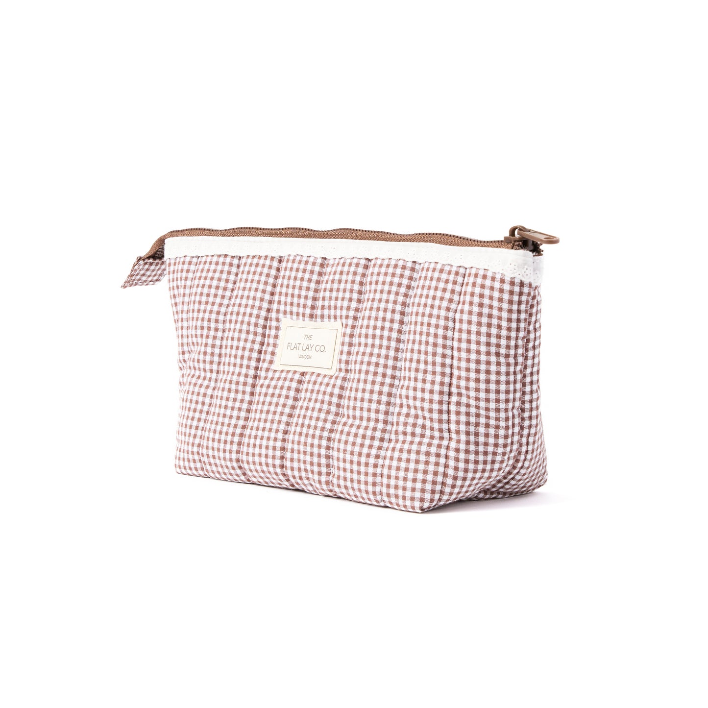 Padded Essential Makeup Pouch - Mocha Gingham