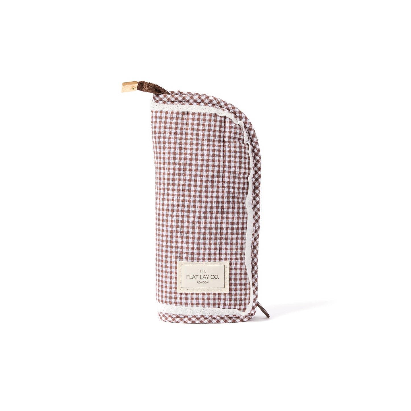 Standing Makeup Brush Case - Mocha Gingham