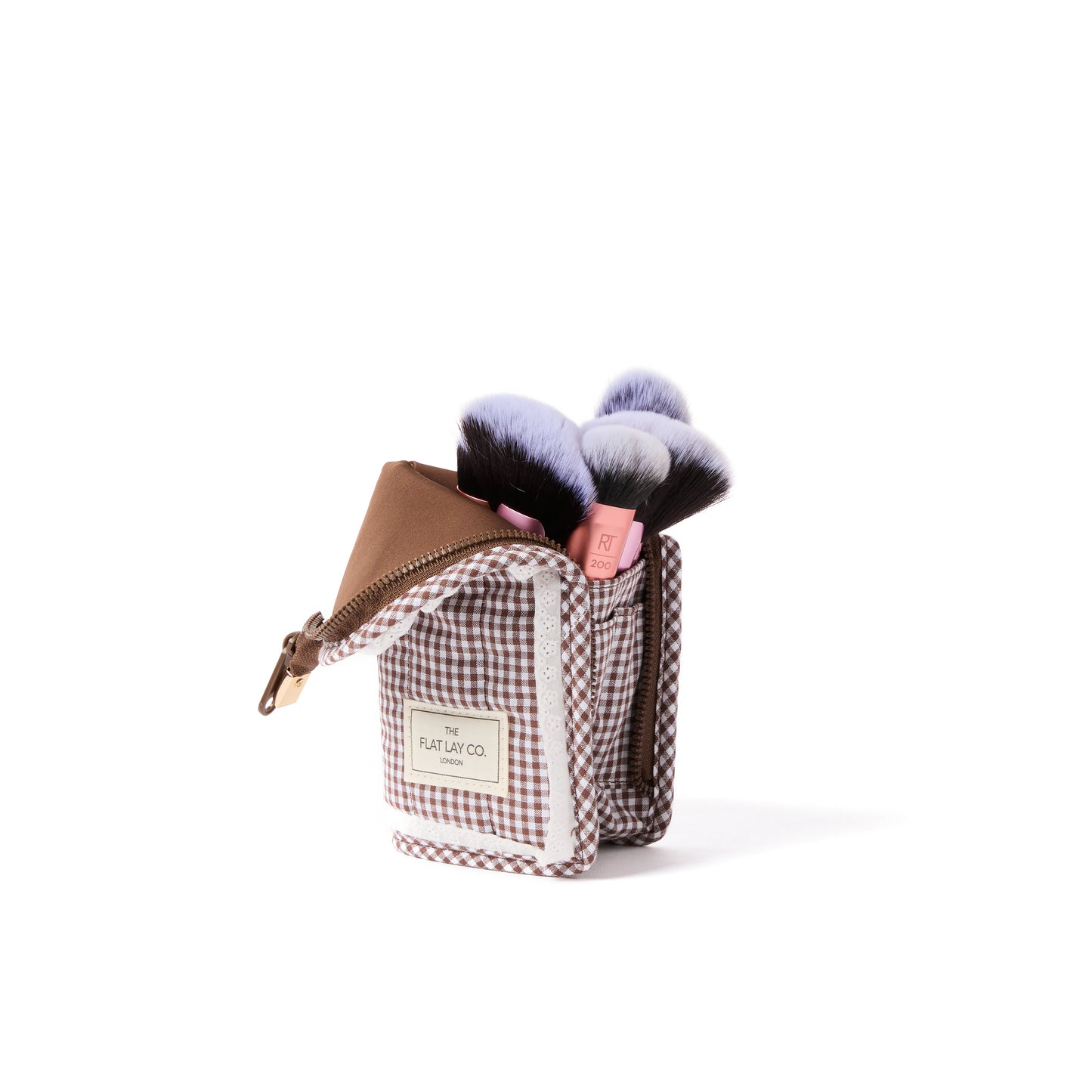 Standing Makeup Brush Case - Mocha Gingham