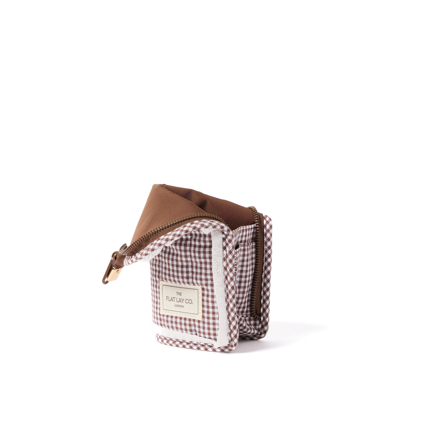 Standing Makeup Brush Case - Mocha Gingham