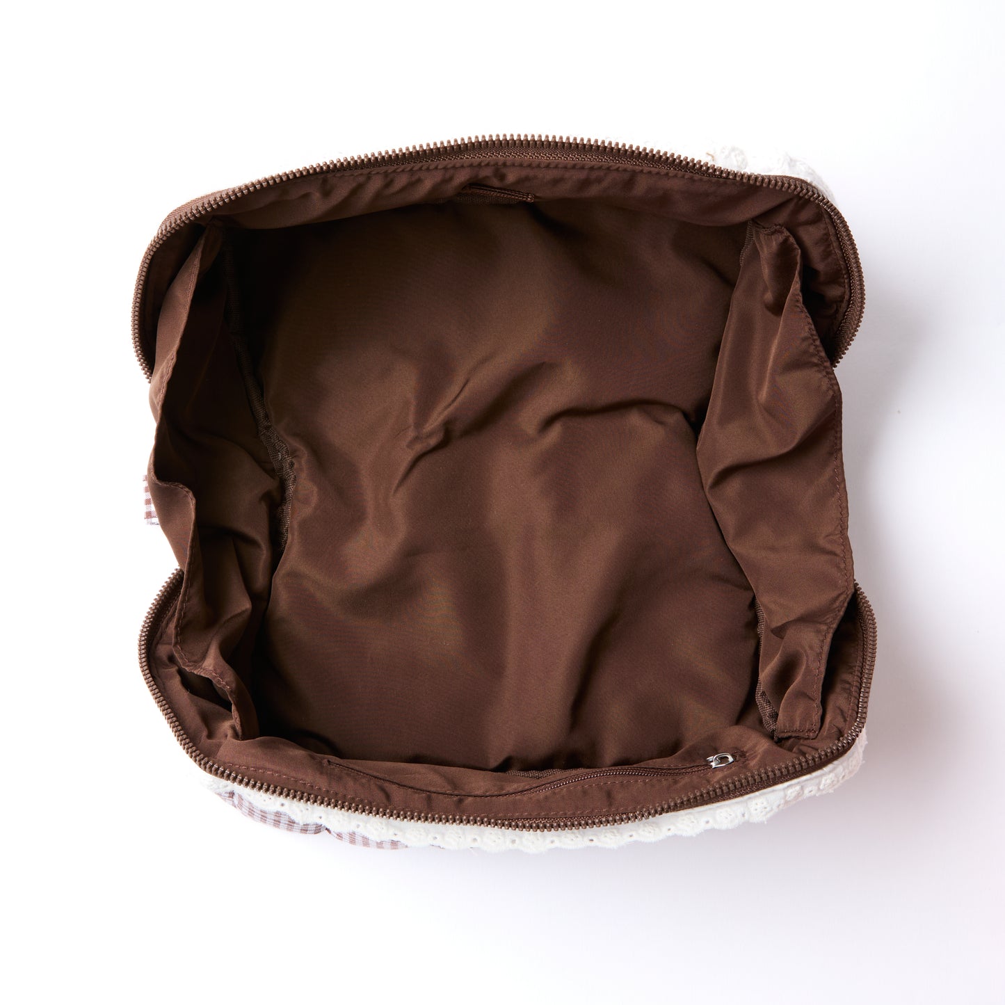 Marshmallow Flat Lay Makeup Box Bag - Mocha Gingham