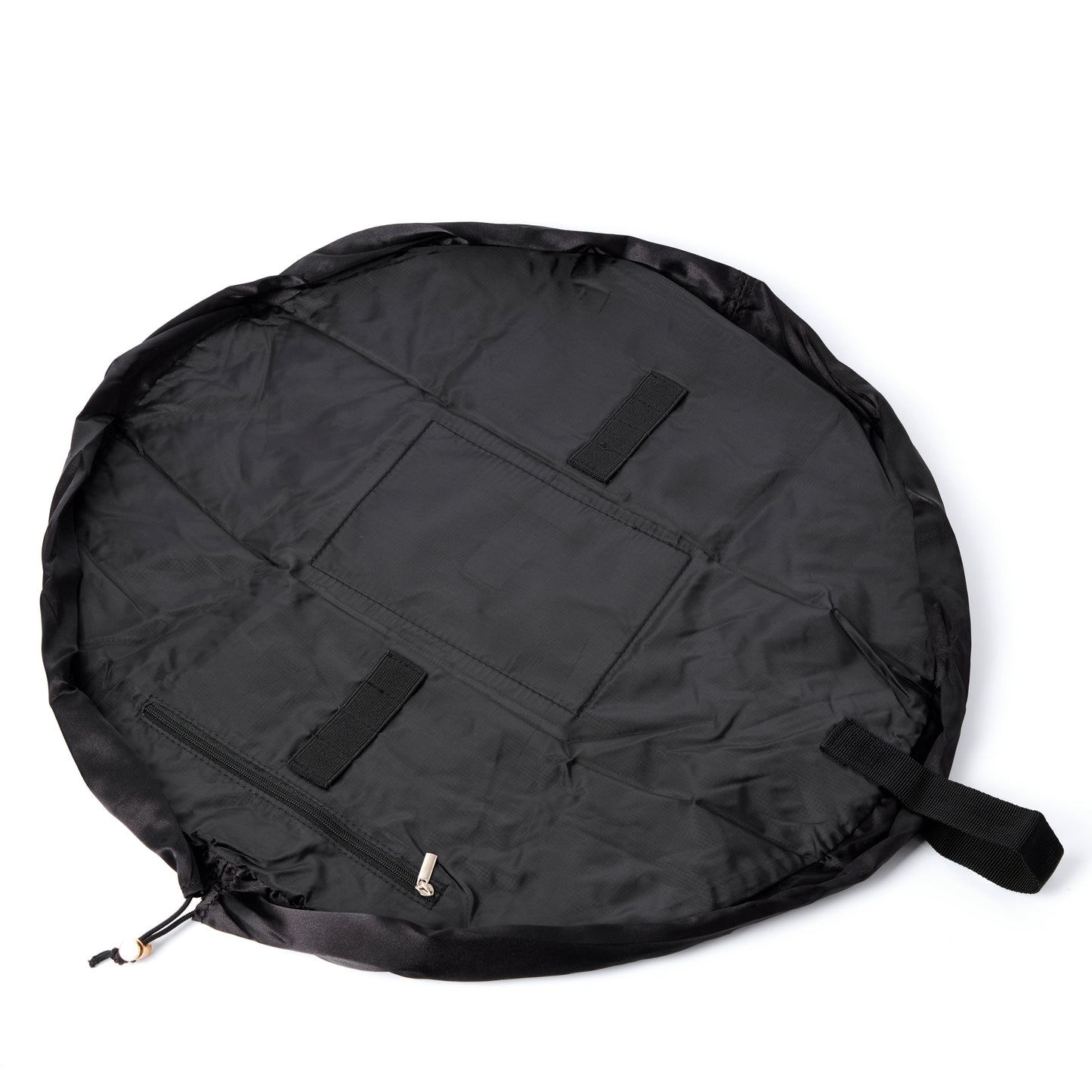 Black Satin Full Size Flat Lay Makeup Bag