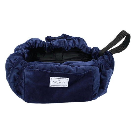 Deep Blue Drawstring Flat Lay Makeup Bag