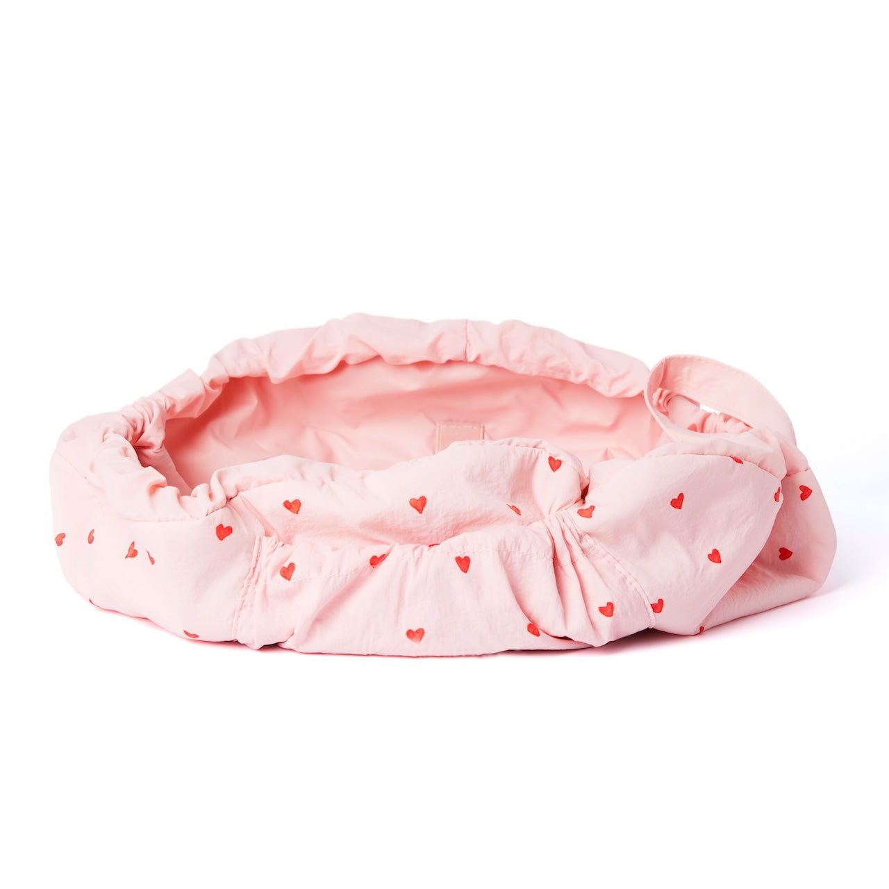 Sweet Pink Hearts Parachute Drawstring Flat Lay Makeup Bag