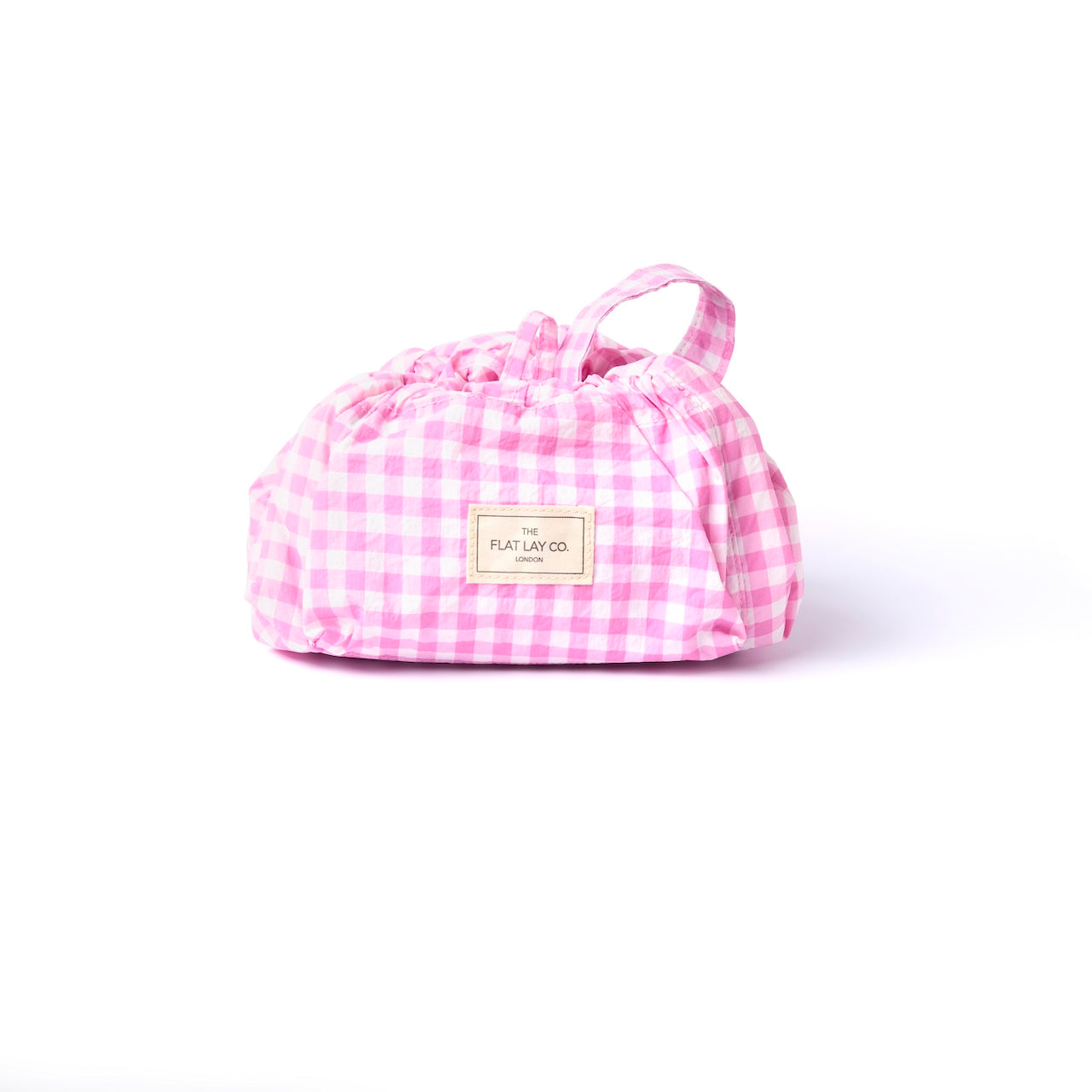 Pink Gingham Parachute Drawstring Bag