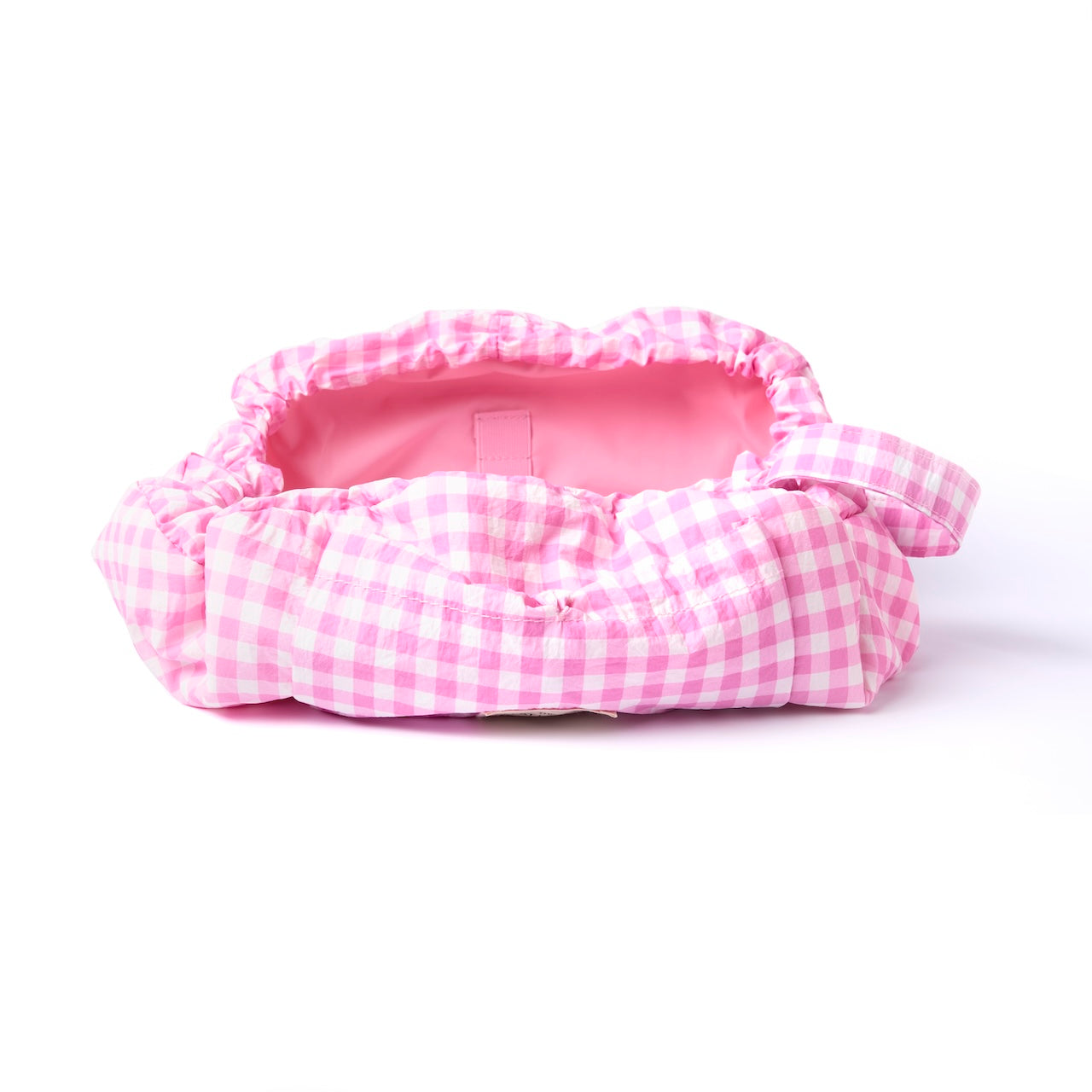 Pink Gingham Parachute Drawstring Bag