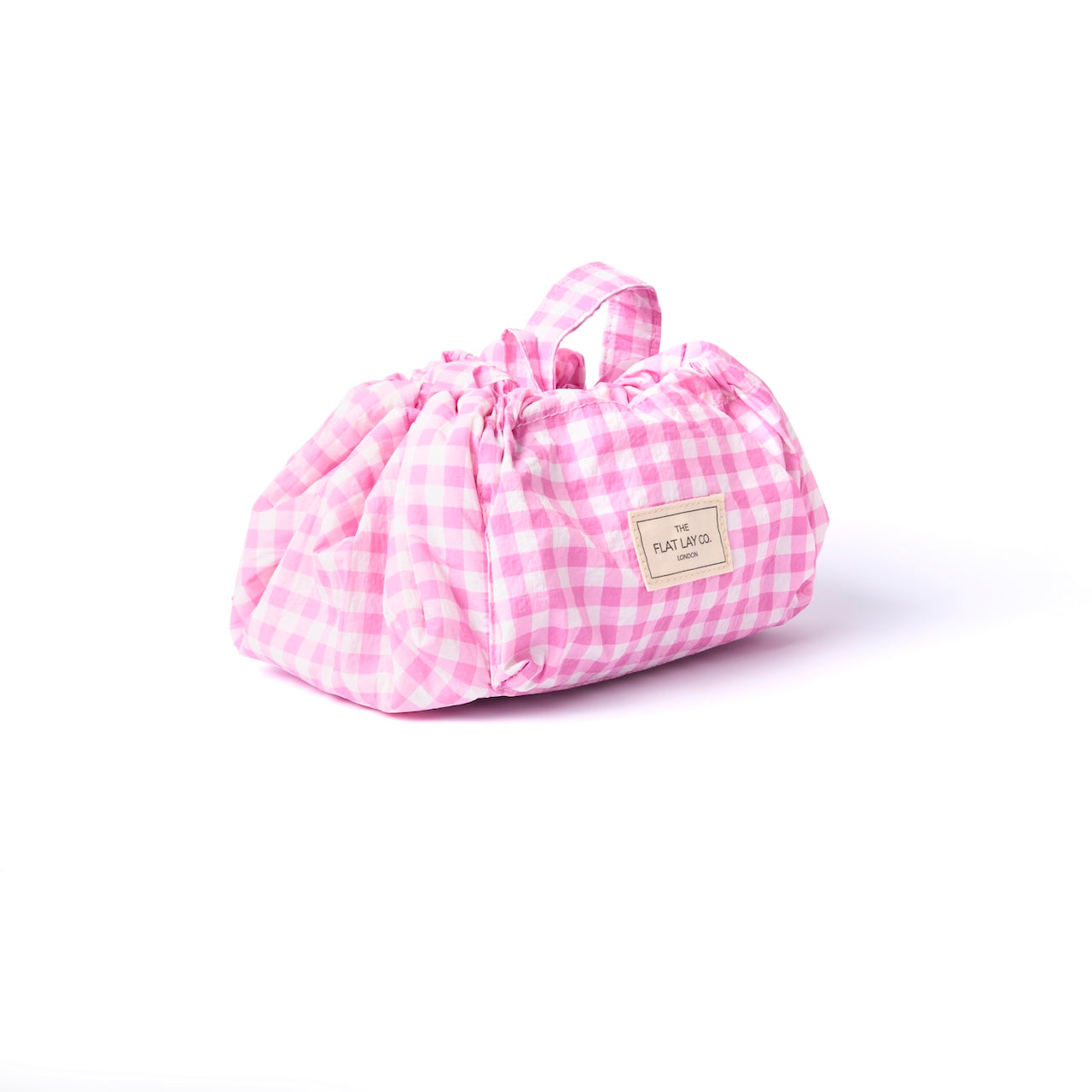 Pink Gingham Parachute Drawstring Bag