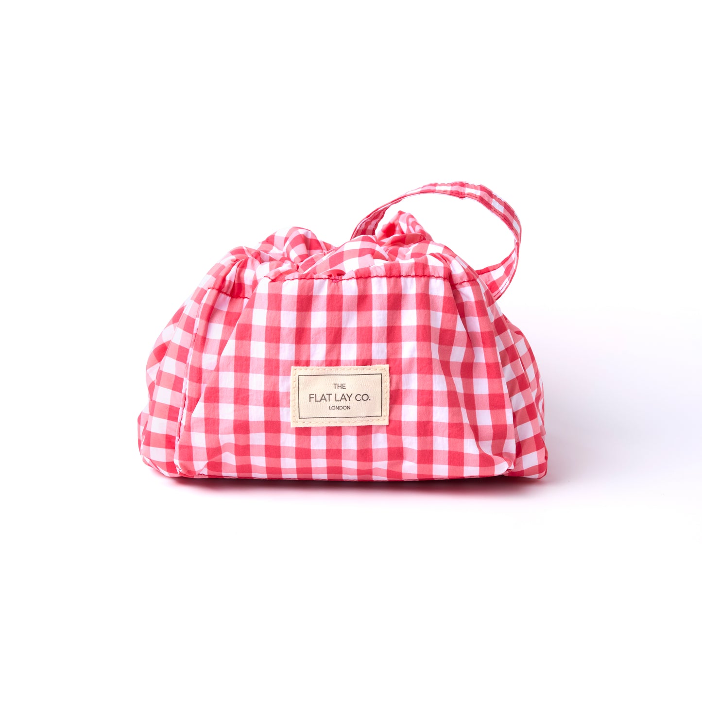 Red Gingham Parachute Drawstring Bag