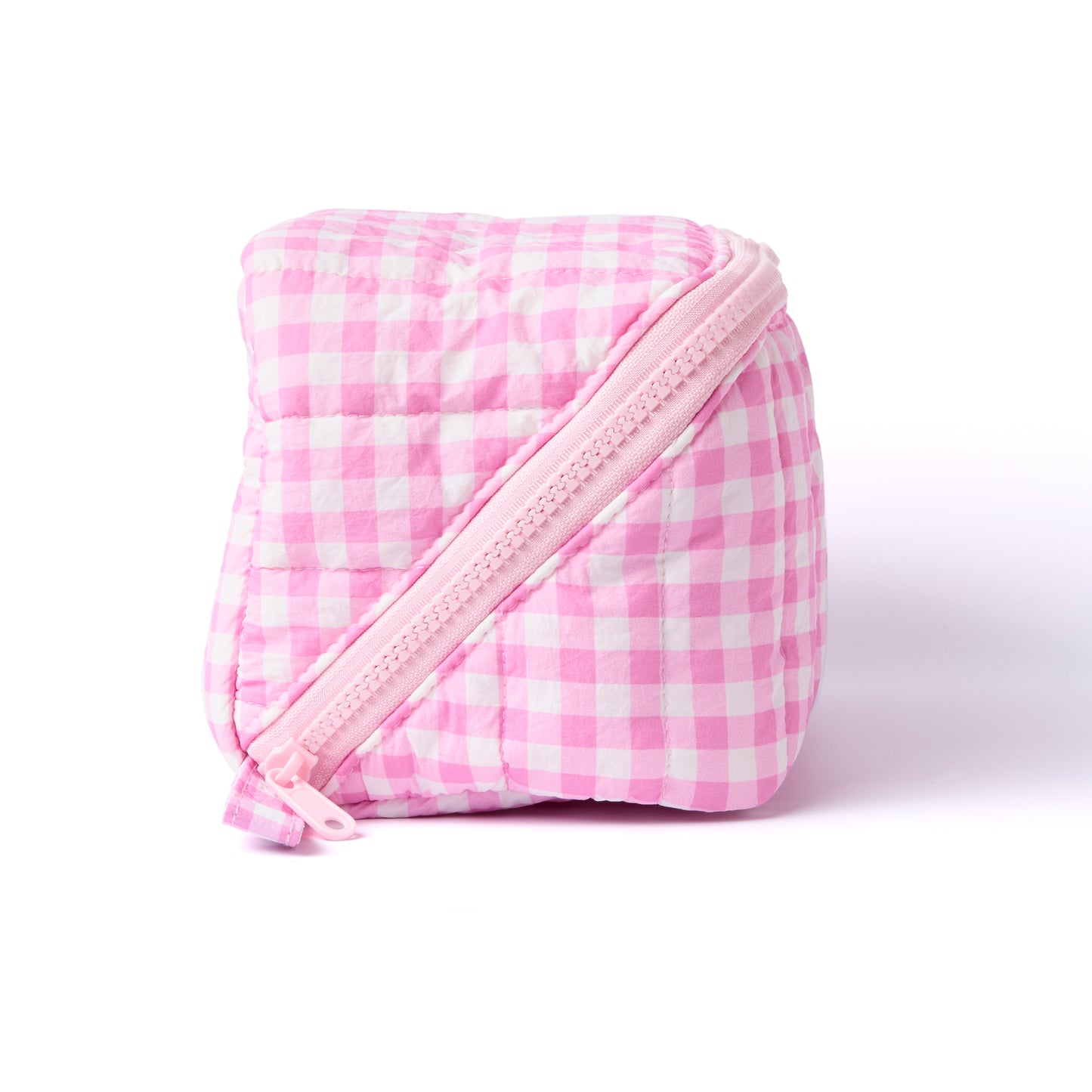 Marshmallow Flat Lay Makeup Box Bag - Pink Gingham