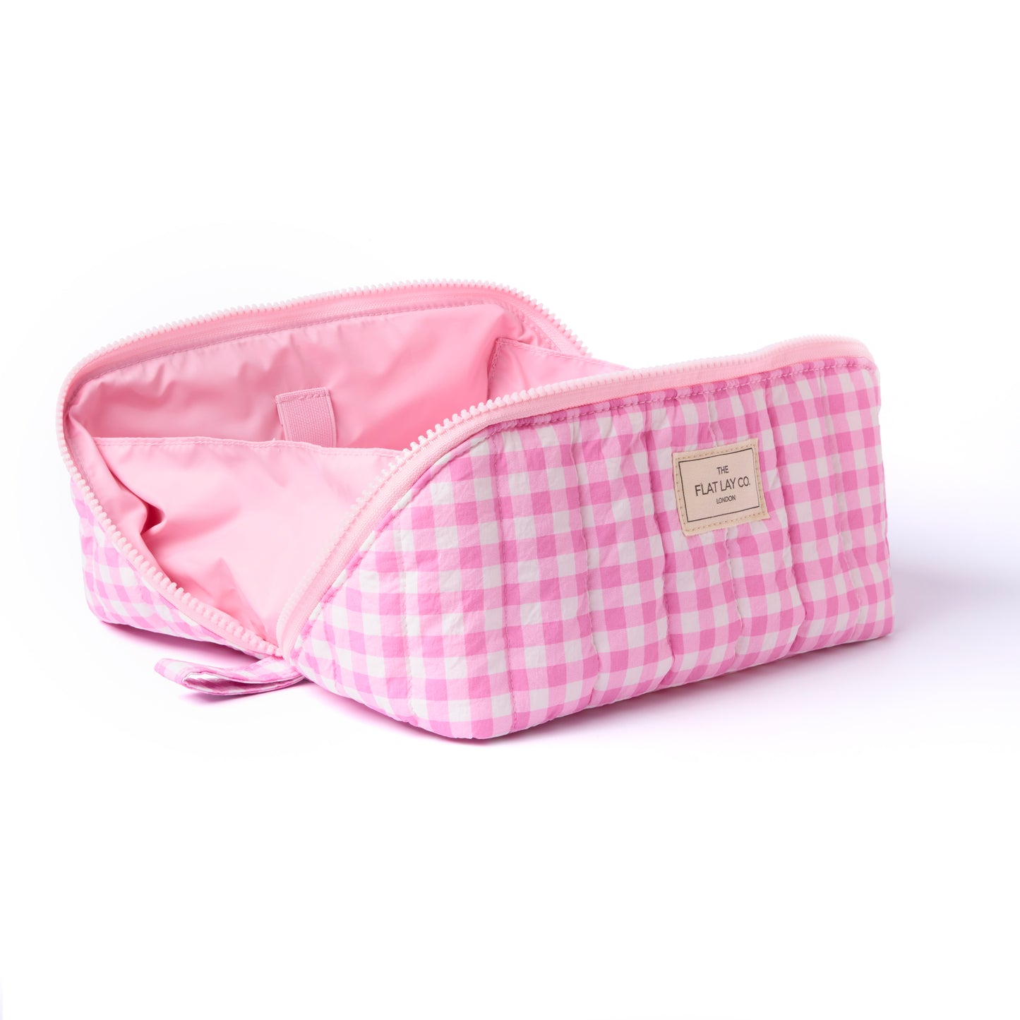 Marshmallow Flat Lay Makeup Box Bag - Pink Gingham